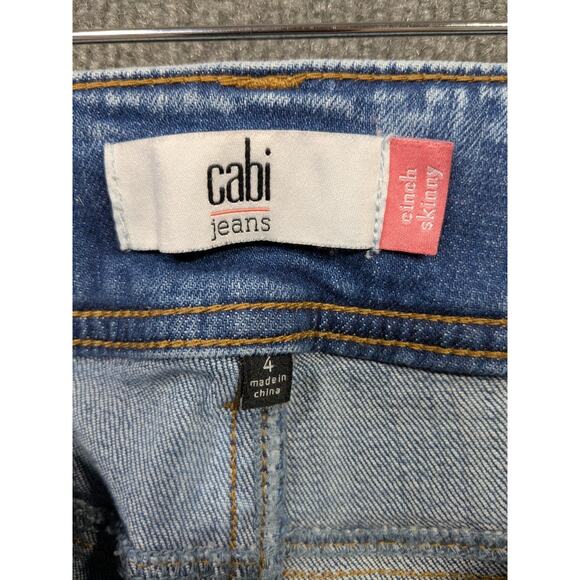 Cabi Jeans Womens 4 (Fits 29x30) Stretch Skinny Stonewash Cinch Carpenter Paint - Picture 10 of 13